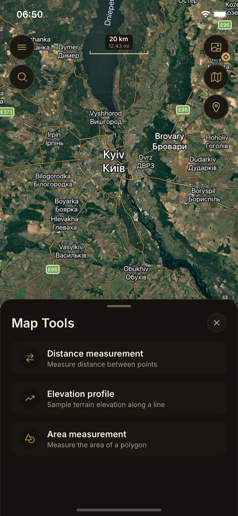 Old Ways field tools on the map